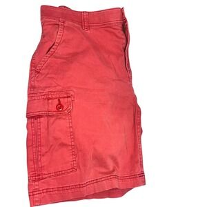 St Johns Bay Mens Size 40 Comfort Stretch Cargo Shorts Red Cotton Spandex